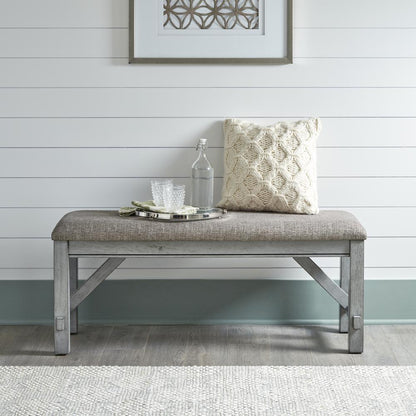 Dining Bench Transitional Grey in Smokey Grey Finish w/ Carbon Grey Tops