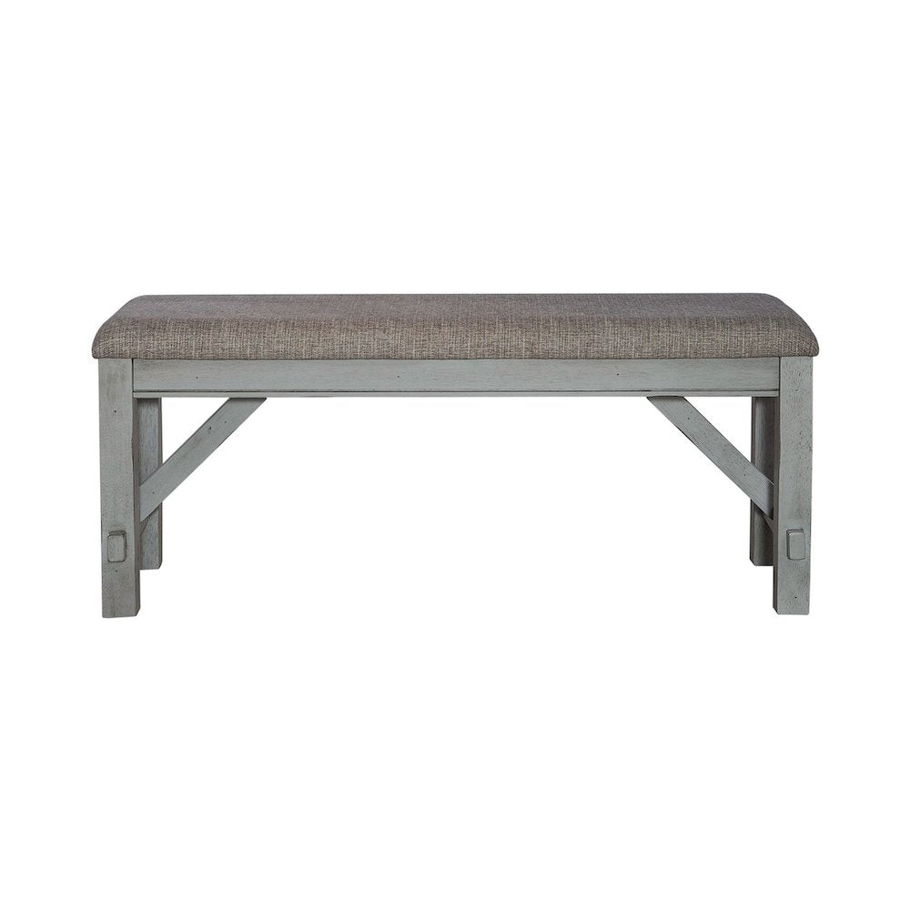 Dining Bench Transitional Grey in Smokey Grey Finish w/ Carbon Grey Tops