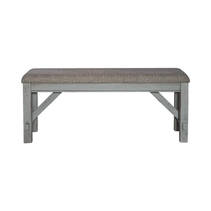 Dining Bench Transitional Grey in Smokey Grey Finish w/ Carbon Grey Tops