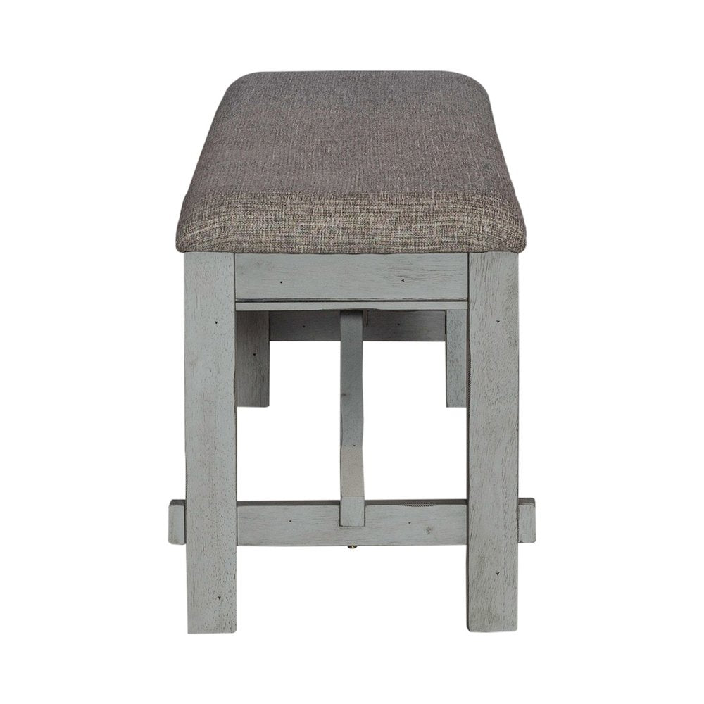Dining Bench Transitional Grey in Smokey Grey Finish w/ Carbon Grey Tops