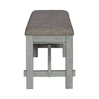 Dining Bench Transitional Grey in Smokey Grey Finish w/ Carbon Grey Tops