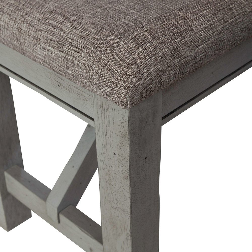Dining Bench Transitional Grey in Smokey Grey Finish w/ Carbon Grey Tops