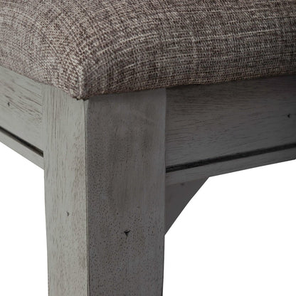 Dining Bench Transitional Grey in Smokey Grey Finish w/ Carbon Grey Tops
