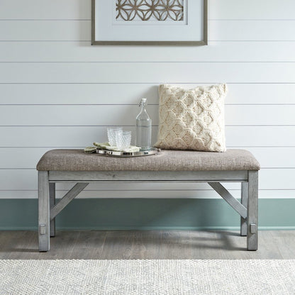Dining Bench Transitional Grey in Smokey Grey Finish w/ Carbon Grey Tops