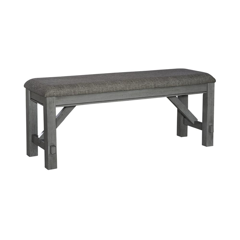Dining Bench Transitional Grey in Smokey Grey Finish w/ Carbon Grey Tops