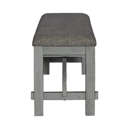 Dining Bench Transitional Grey in Smokey Grey Finish w/ Carbon Grey Tops
