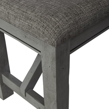 Dining Bench Transitional Grey in Smokey Grey Finish w/ Carbon Grey Tops