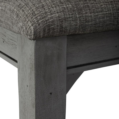 Dining Bench Transitional Grey in Smokey Grey Finish w/ Carbon Grey Tops