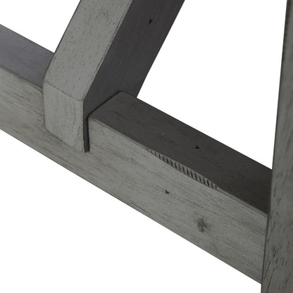 Dining Bench Transitional Grey in Smokey Grey Finish w/ Carbon Grey Tops