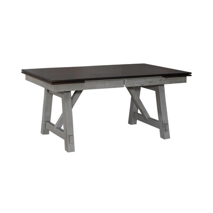 Newport 5 Piece Trestle Table Set - 4 Splat Back Side Chairs, Two 14" Leaves