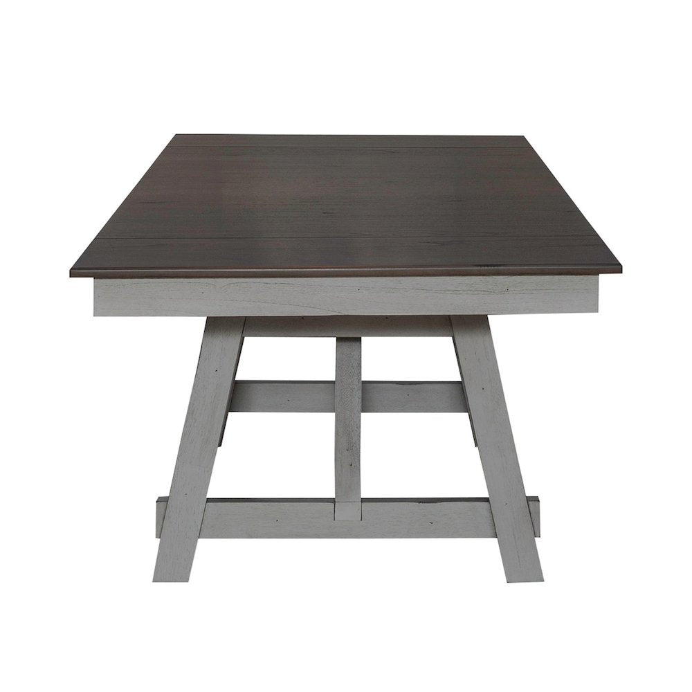 Newport Trestle Table with Two 14" Leaves - Smokey Gray with Carbon Gray Wood