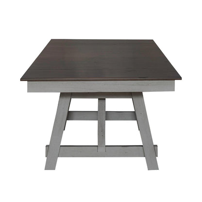 Newport Trestle Table with Two 14" Leaves - Smokey Gray with Carbon Gray Wood
