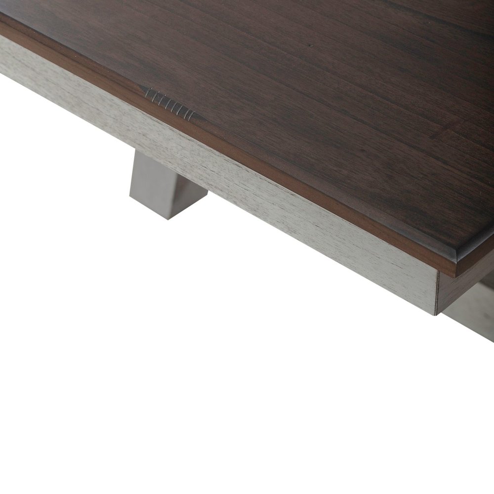Newport Trestle Table with Two 14" Leaves - Smokey Gray with Carbon Gray Wood