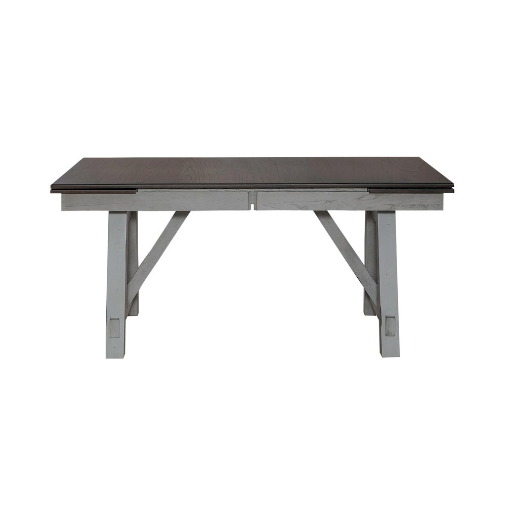 Newport Trestle Table with Two 14" Leaves - Smokey Gray with Carbon Gray Wood