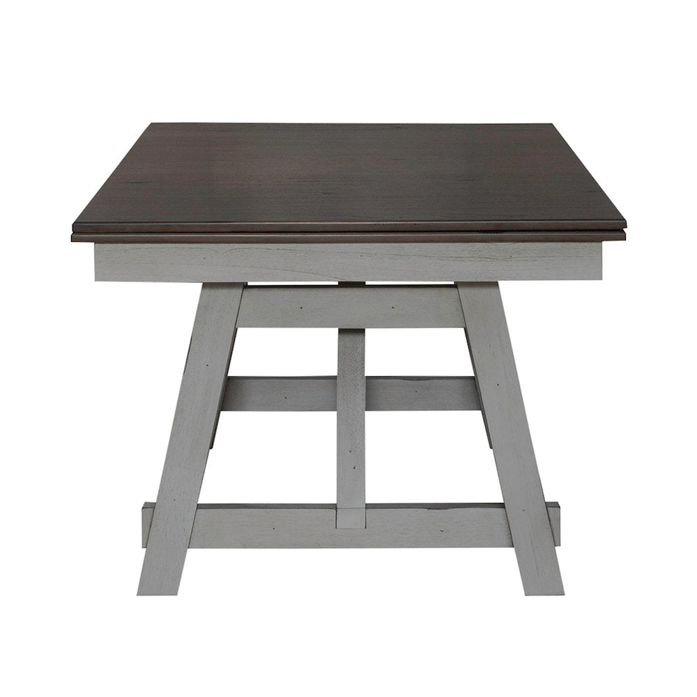 Newport Trestle Table with Two 14" Leaves - Smokey Gray with Carbon Gray Wood