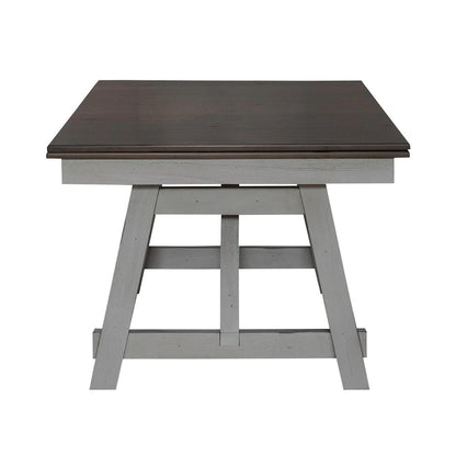 Newport Trestle Table with Two 14" Leaves - Smokey Gray with Carbon Gray Wood