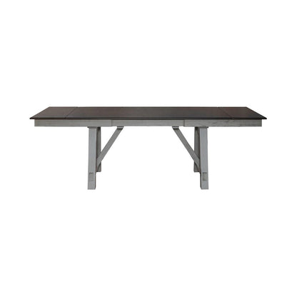 Newport Trestle Table with Two 14" Leaves - Smokey Gray with Carbon Gray Wood