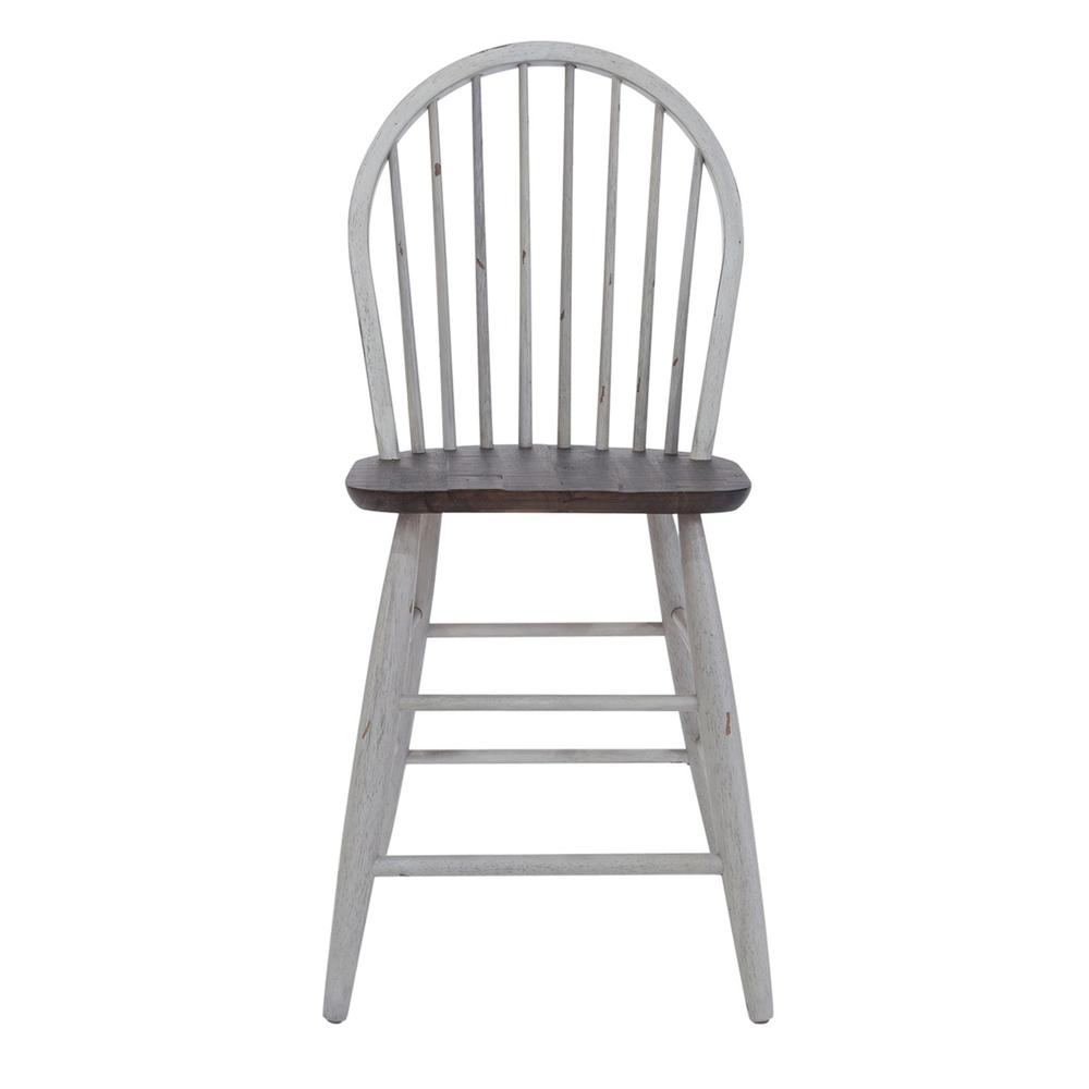Farmhouse Windsor Back Counter Chair in Two Tone White w/ Wood Tone Top