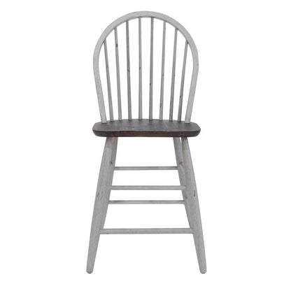 Farmhouse Windsor Back Counter Chair in Two Tone White w/ Wood Tone Top