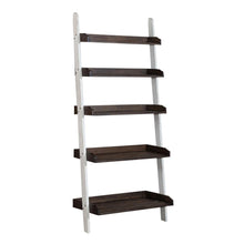 Farmhouse Leaning Bookcase in Two Tone White w/ Wood Tone Top