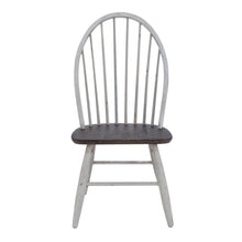 Farmhouse Windsor Back Side Chair in Two Tone White w/ Wood Tone Top