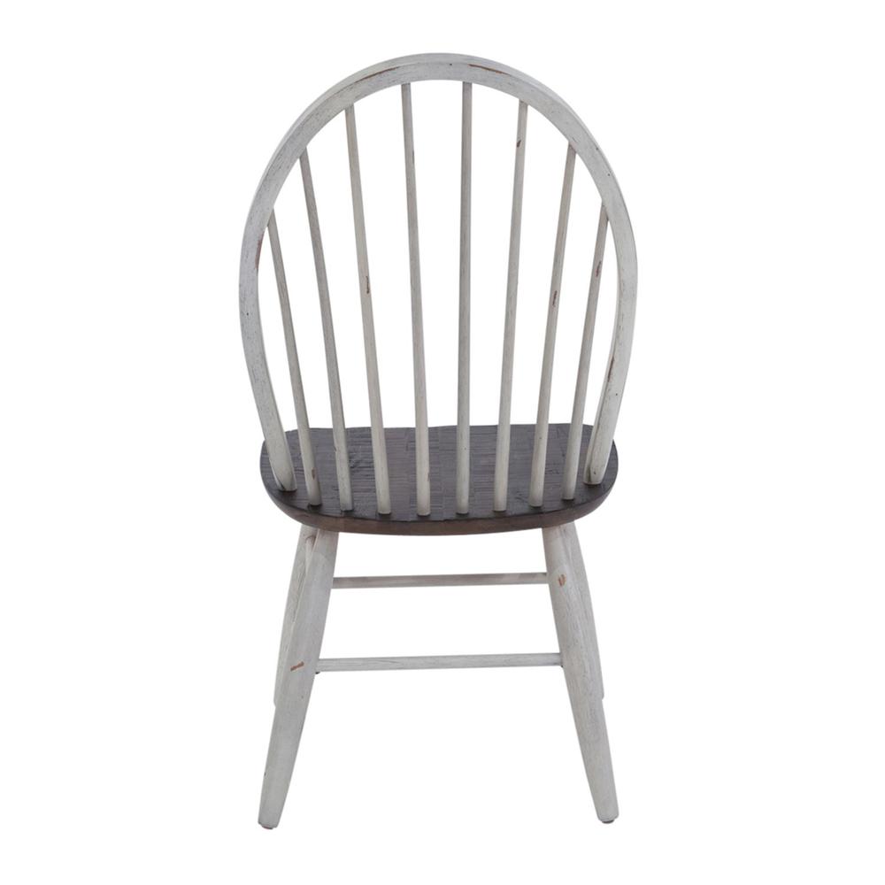 Farmhouse Windsor Back Side Chair in Two Tone White w/ Wood Tone Top