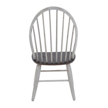 Farmhouse Windsor Back Side Chair in Two Tone White w/ Wood Tone Top
