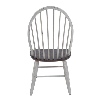 Farmhouse Windsor Back Side Chair in Two Tone White w/ Wood Tone Top