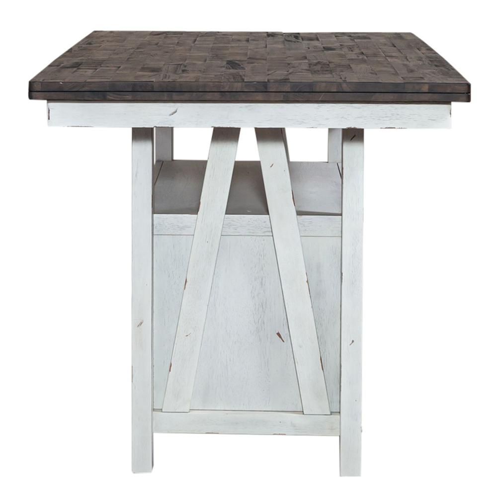 Farmhouse Gathering Table in Two Tone White w/ Wood Tone Top
