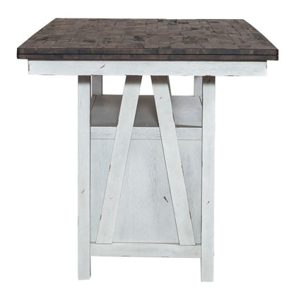 Farmhouse Gathering Table in Two Tone White w/ Wood Tone Top