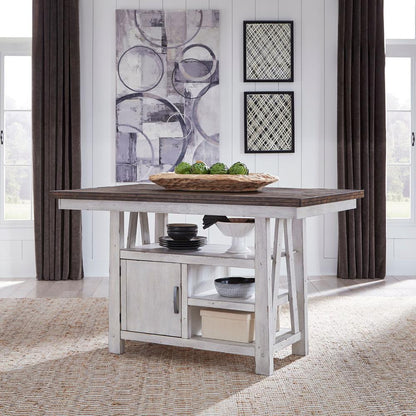 Farmhouse Gathering Table in Two Tone White w/ Wood Tone Top