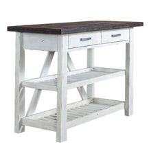 Farmhouse Server in Two Tone White w/ Wood Tone Top