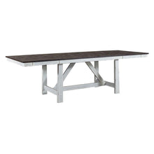 Farmhouse Trestle Table in Two Tone White w/ Wood Tone Top