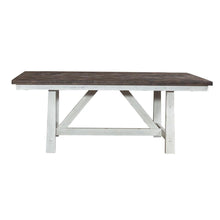Farmhouse Fixed Top Trestle Table in Two Tone White w/ Wood Tone Top