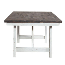 Farmhouse Fixed Top Trestle Table in Two Tone White w/ Wood Tone Top