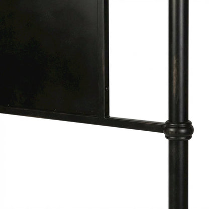 Distressed Metal Queen Metal Headboard with Vintage Design and Metal Tube Frame