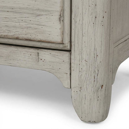 White Farmhouse Nightstand with Charging Station and Storage