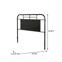 Distressed Metal Queen Metal Headboard with Vintage Design and Metal Tube Frame