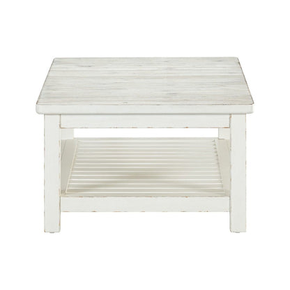 Rectangular Cocktail Table - Weathered White & Parchment Brown