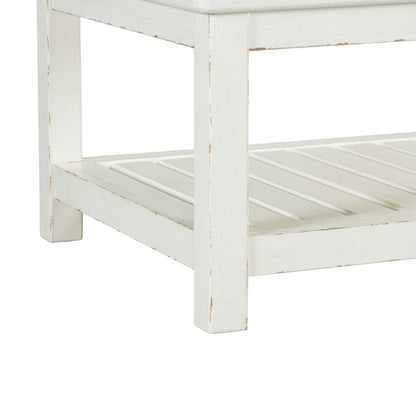 Rectangular Cocktail Table - Weathered White & Parchment Brown