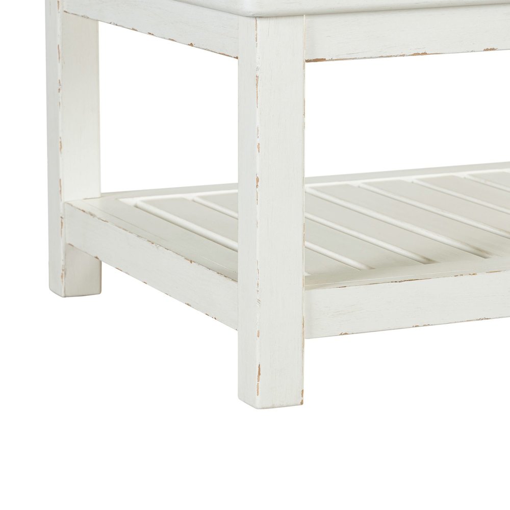 Rectangular Cocktail Table - Weathered White & Parchment Brown