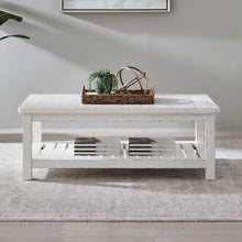 Rectangular Cocktail Table - Weathered White & Parchment Brown