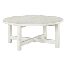 Round Cocktail Table  - Weathered White & Parchment Brown
