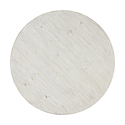 Round Cocktail Table  - Weathered White & Parchment Brown