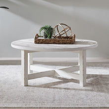 Round Cocktail Table  - Weathered White & Parchment Brown