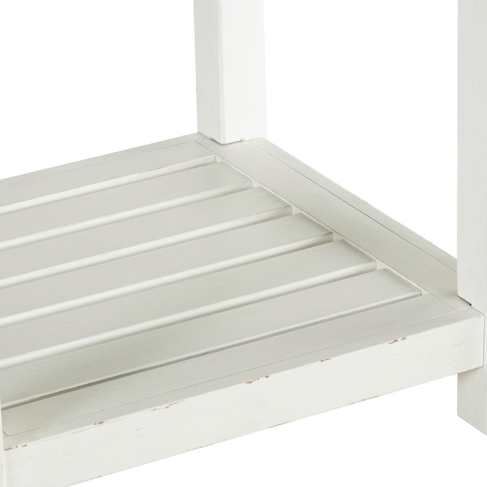 End Table for Living Room Farmhouse - Weathered White & Parchment Brown