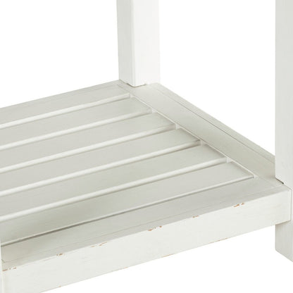 End Table for Living Room Farmhouse - Weathered White & Parchment Brown