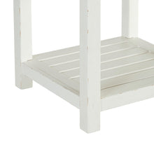 End Table for Living Room Farmhouse - Weathered White & Parchment Brown
