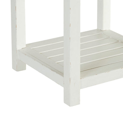 End Table for Living Room Farmhouse - Weathered White & Parchment Brown