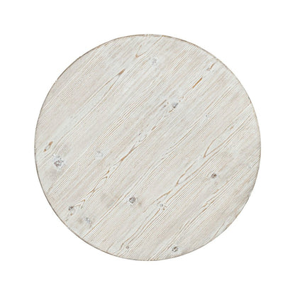 Round End Table for Living Room Farmhouse - Weathered White & Parchment Brown